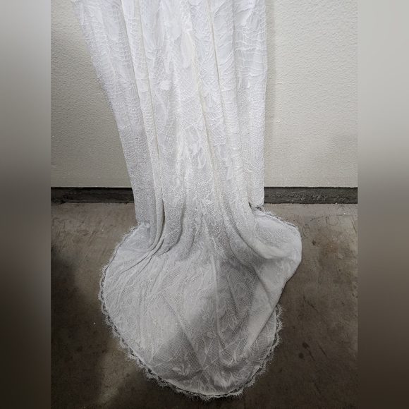 Lulu's Flawless Extravagance White Lace Trumpet Hem Maxi Dress Wedding Bride - Picture 12 of 12